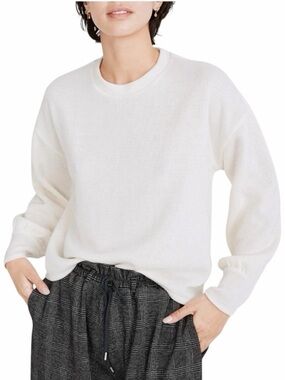 Madewell Crew Neck Puff Sleeve Ivory Sweater Size XS #2167